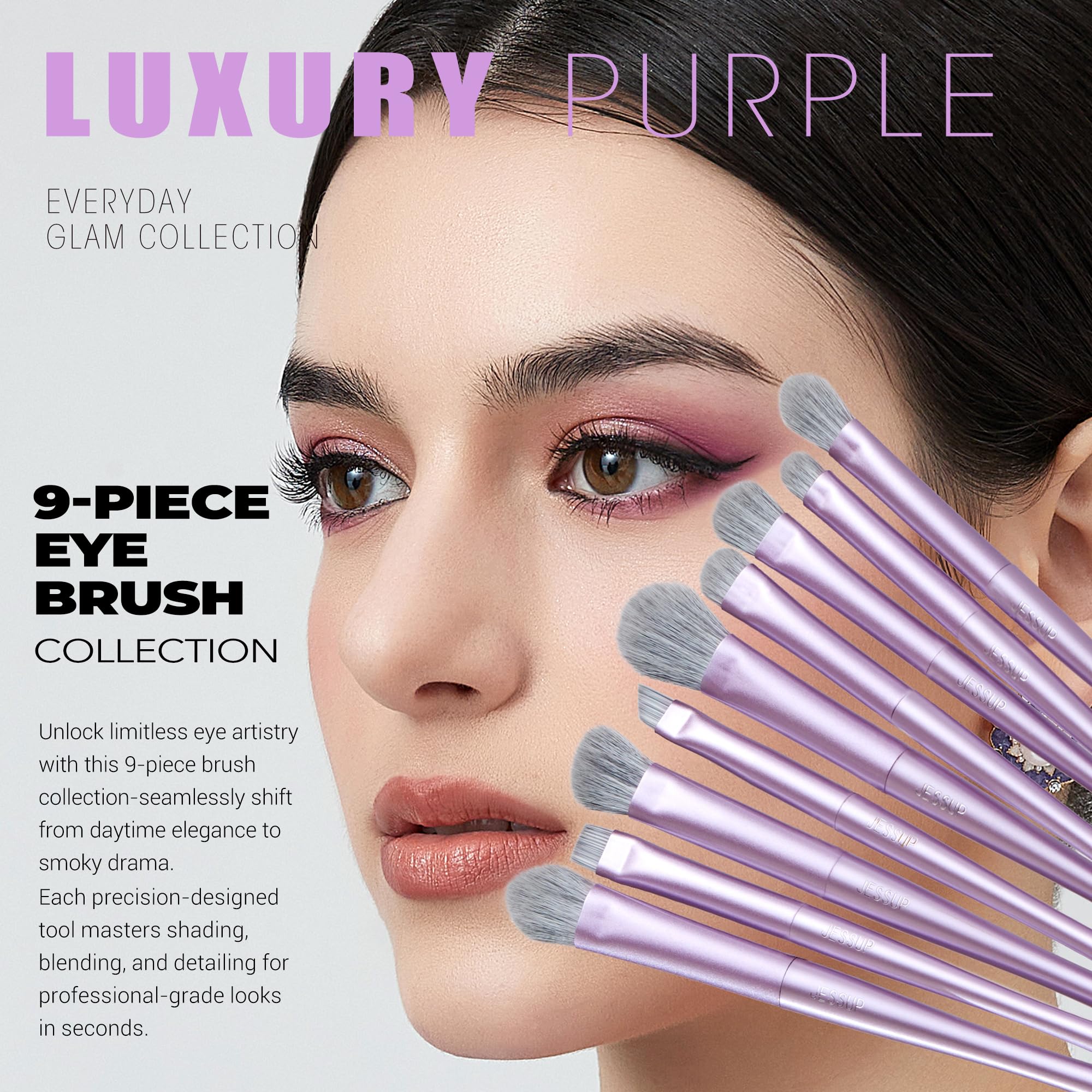 Jessup Makeup Brushes Set Professional 14pcs Vegan Make Up Brushes - Image 4