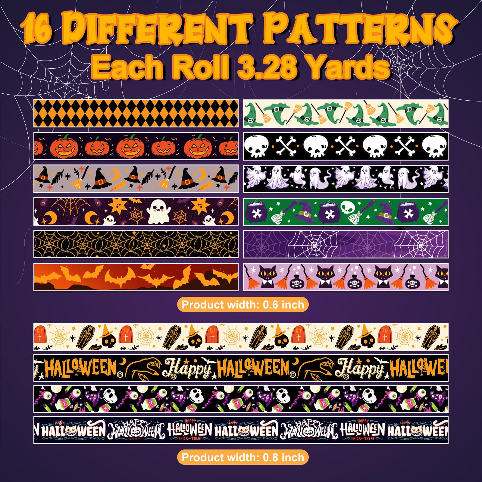 Halloween Washi Tape - 16 Rolls of Festive Stickers -5