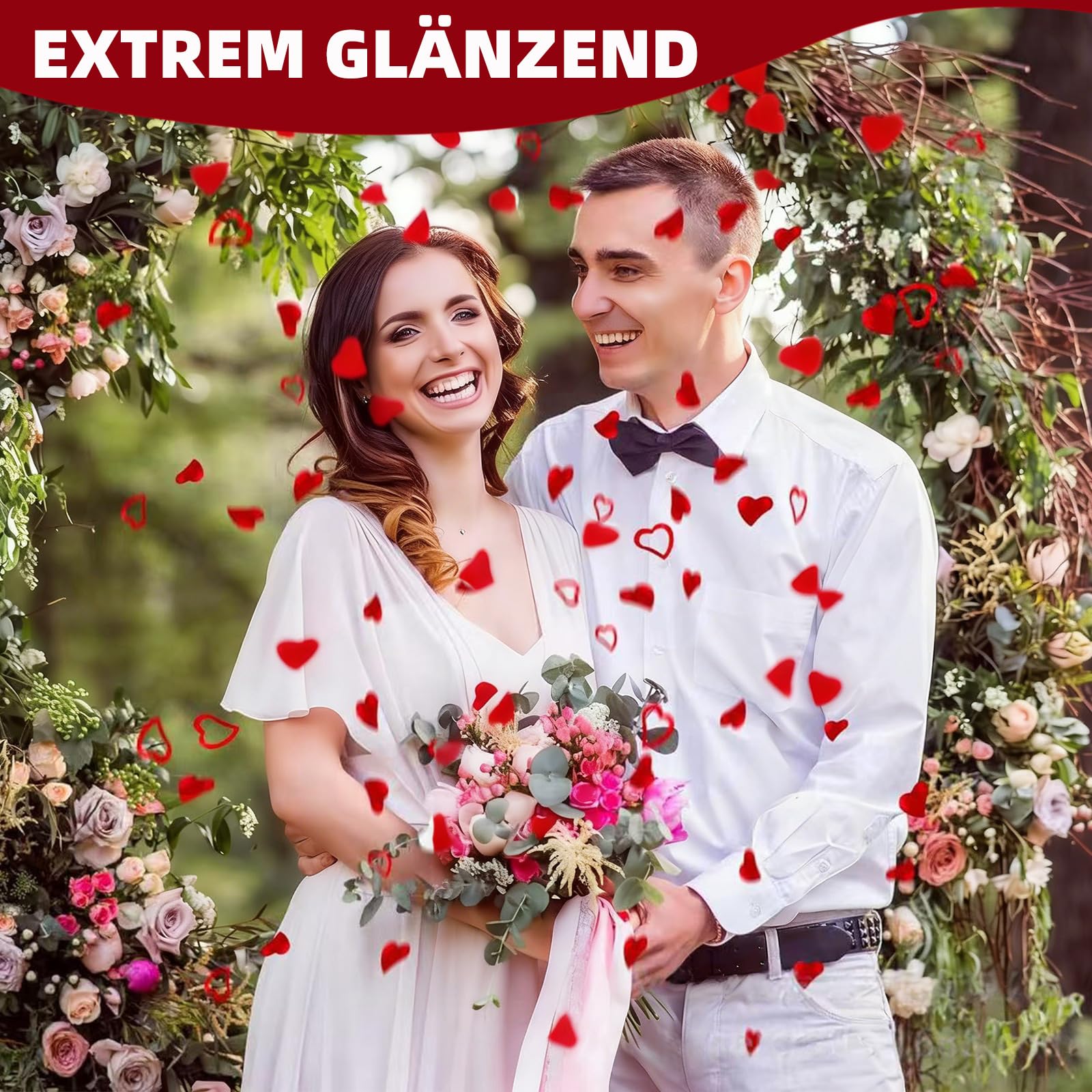400-500 Coriandoli A Forma Di Cuore Rossi Glitterati – Per Matrimoni, San Valentino E Proposte Romantiche!