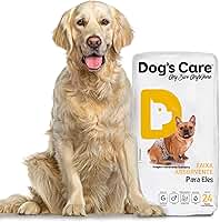 DOG’S CARE Fralda Descartável Para Cães Machos - Fralda Absorvente Para Cachorros Idosos e Filhotes - Tamanho G - Cintura de 53 a 76cm - 24 Unidades