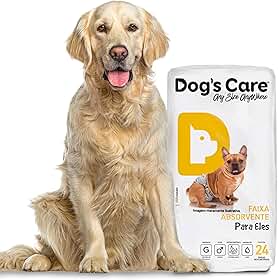 DOG’S CARE Fralda Descartável Para Cães Machos - Fralda Absorvente Para Cachorros Idosos e Filhotes - Tamanho G - Cintura de 53 a 76cm - 24 Unidades