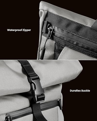 Miniatura 6 de tomtoc Mochila enrollable para laptop, ligera, resistente al agua, expansible, informal, para laptop de 13 a 15.6 pulgadas, mochila para trabajo y