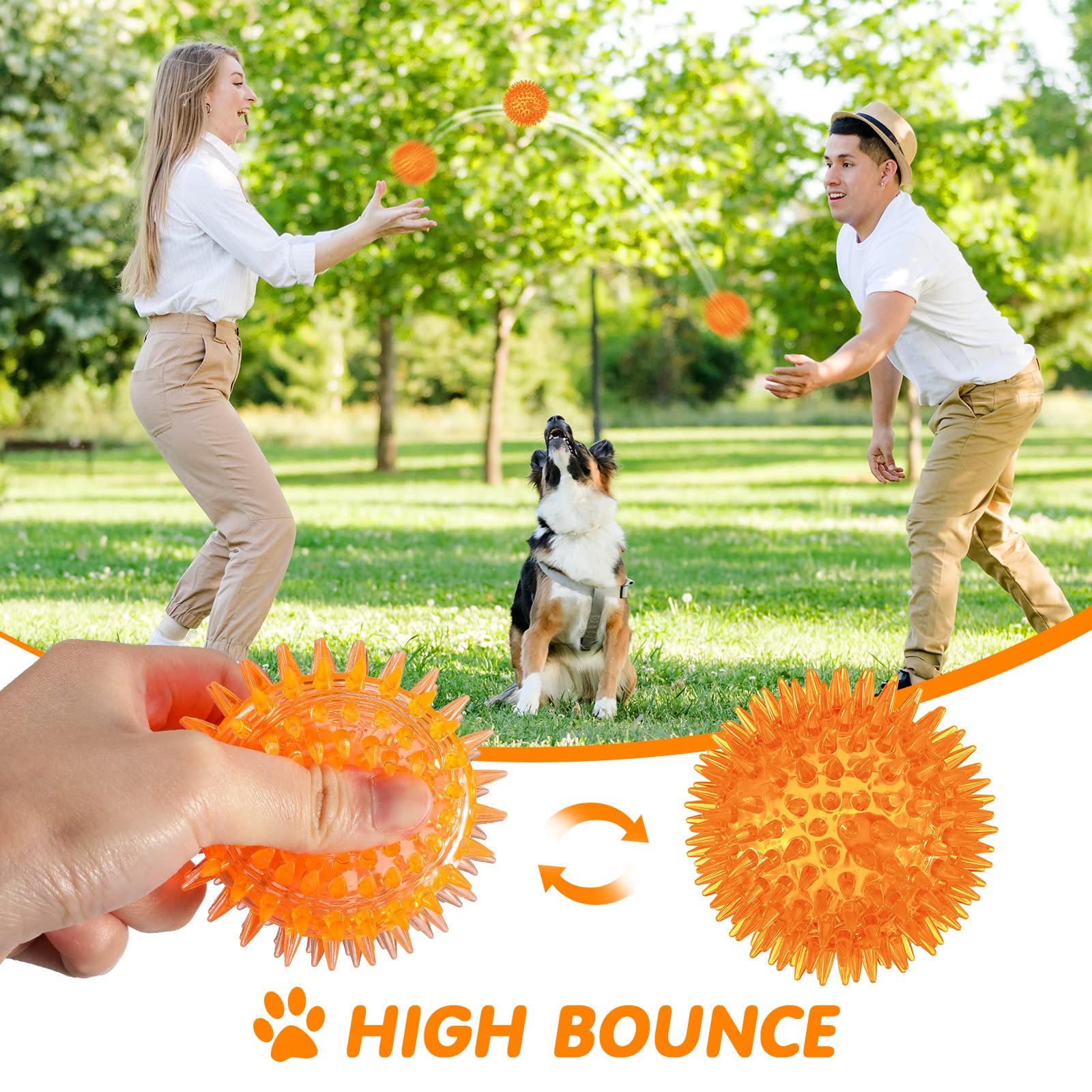 Lot de 24 jouets couineurs pour chien de 6,4 cm - Balles à mâcher en TPR pour chiens de petite et moyenne taille - Mâcheurs agressifs - Pour nettoyer les dents et l'entraînement - Bleu, vert et orange