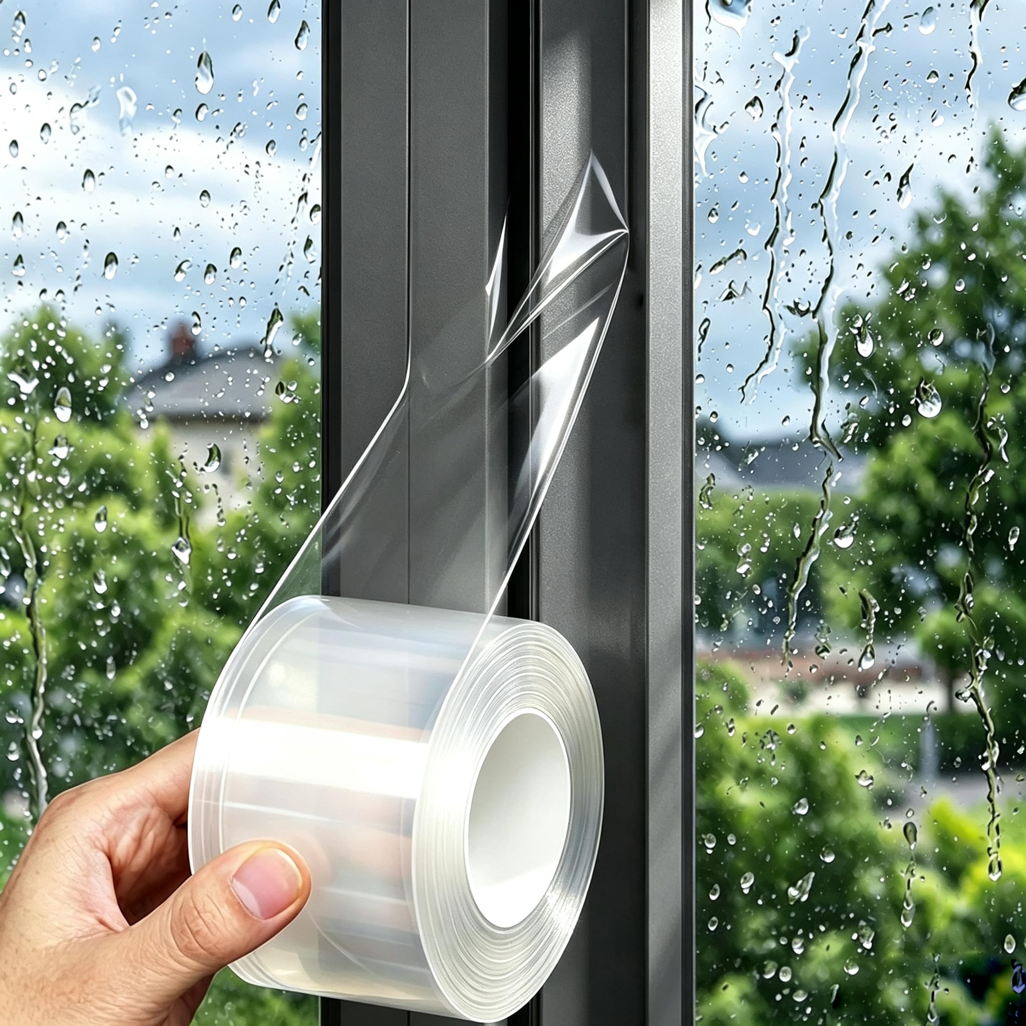 Air Conditioner Tape Weather Stripping,Window Gap Filler,Draft Stopper,Dust and Noise Control for Home,Door,Residue-Free Window Insulation Weather Sealing Tape 2 in x 33 ft,20 Mil Thick,Clear