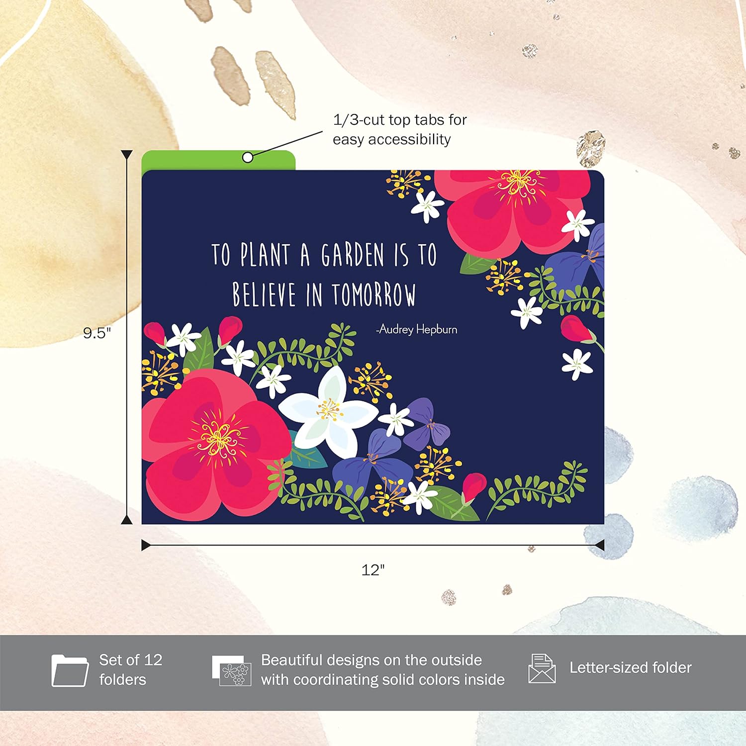 Barker Creek 花びら&amp; Prickles ファイルフォルダー 14ptストック 12枚セット レターサイズ 1/