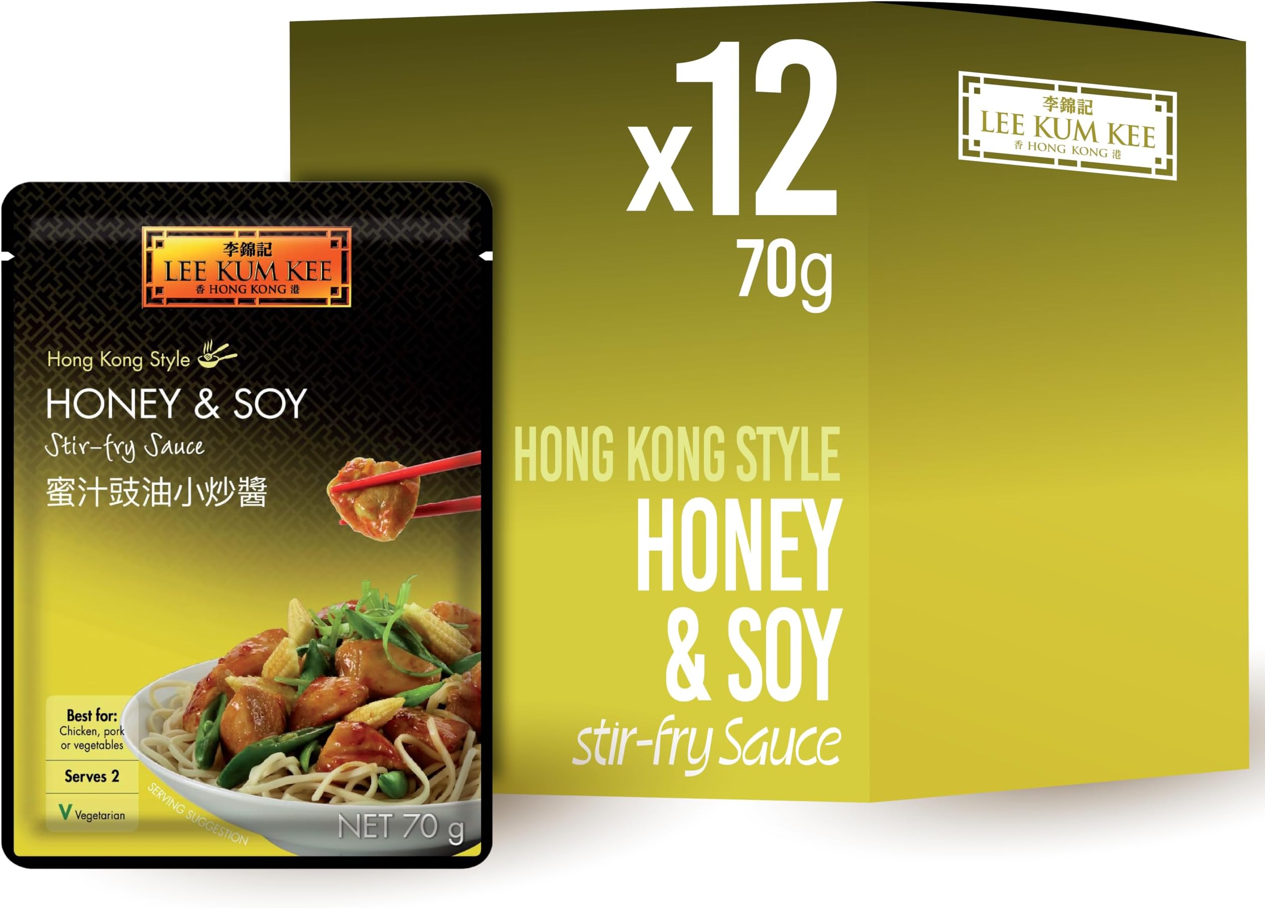 Stir Fry Sauce, Honey & Soy Hong Kong Style, Vegetarian, 70 g (Pack of 12)