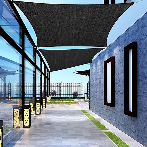 Toldo Vela de Sombra Rectangular de Tamaño Personalizado de 6' x 7' Negro para Patio Jardín Trasero Césped Jardín Actividades al Aire Libre Malla de
