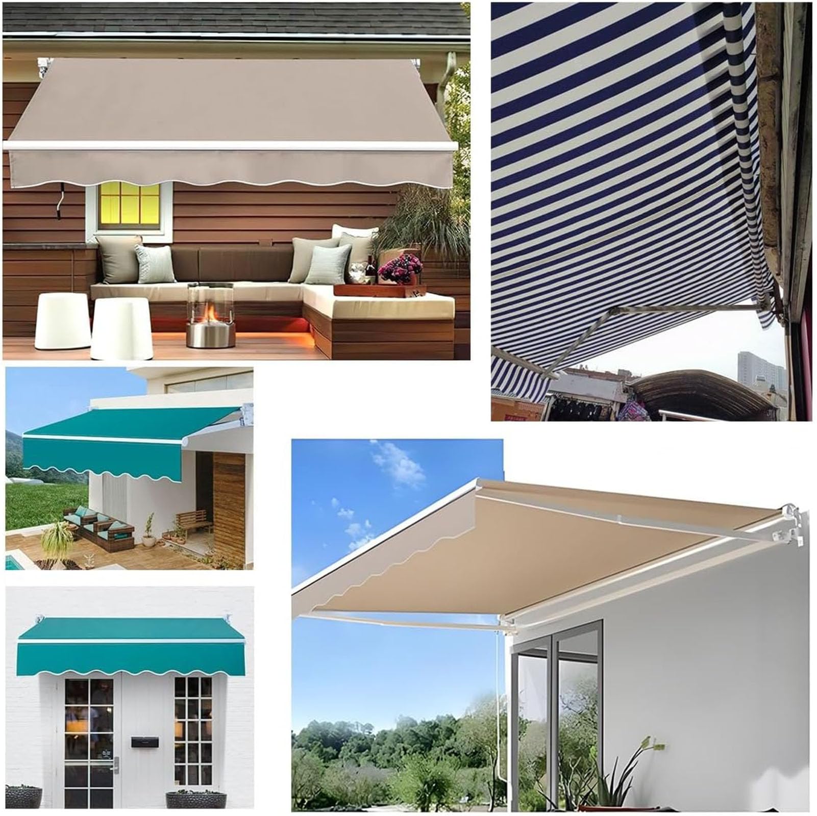 Telo di Ricambio per Tenda Parasole Retrattile Tessuto di Ricambio per Tenda a Braccio in Poliestere Anti UV 50+ per Balcone Patio Terrazzo Esterno Giardino,005,(20x13ft) 600x400cm