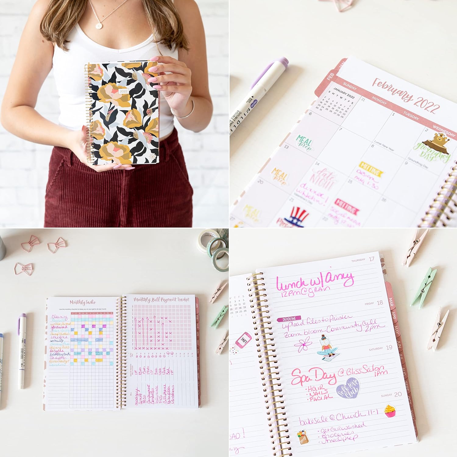 bloom daily planners 2022 Calendar Year Day Planner (January 2022 - December 2022) - 5.5” x 8.25” - Weekly/Monthly Agenda Organizer Book with Stickers & Bookmark - Mustard Floral : Office Products