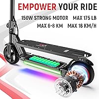 Vista 2 de Classic Foldable Electric Scooter for Kids, Bright Front Lights, Shining Pedal Lights, LED Display, Dual Brakes 150W Motor Kids Electric Scooter