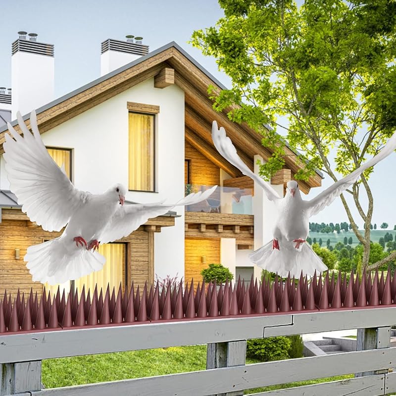 Țepi pentru alungarea porumbeilor YMYH, 5,7 m, din plastic maro, protecție împotriva păsărilor pentru balcon, acoperiș, pervaz și gard, pachet de 20 bucăți