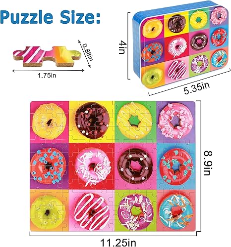 Miniatura 75 de LELEMON Rompecabezas para niños de 4 a 8 años, rompecabezas de 100 piezas para niños, rompecabezas educativos para niños en una caja de metal