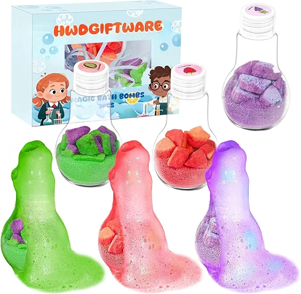 Bath Bombs for Kids Gift Set, Bath Toys - Safe & Non-Tonic Color Bath Bomb Toy Gift for Kids Ages 3+, Fun Science Toddler Bubble Bath Fizzy, Idea Birthday Gifts for Girls and Boys