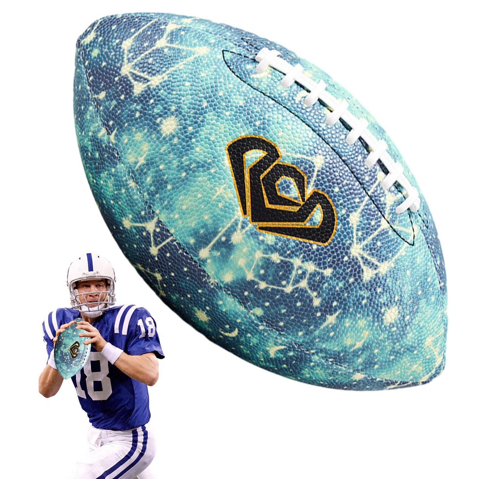 Leuchtender Fußball, beleuchteter Fußball – Größe 6/9 Fußball Junior Super Grip | beleuchteter wasserdichter Fußball aus PU-Leder, American Football mit Doppelfußball