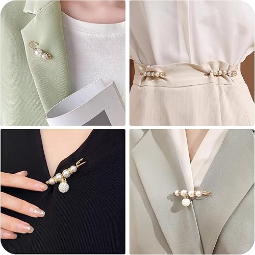Miniatura 5 de 8 broches de perlas, alfileres de seguridad para ropa, pantalones de vestir, falda, cárdigan, broches de diamantes de imitación de perlas para