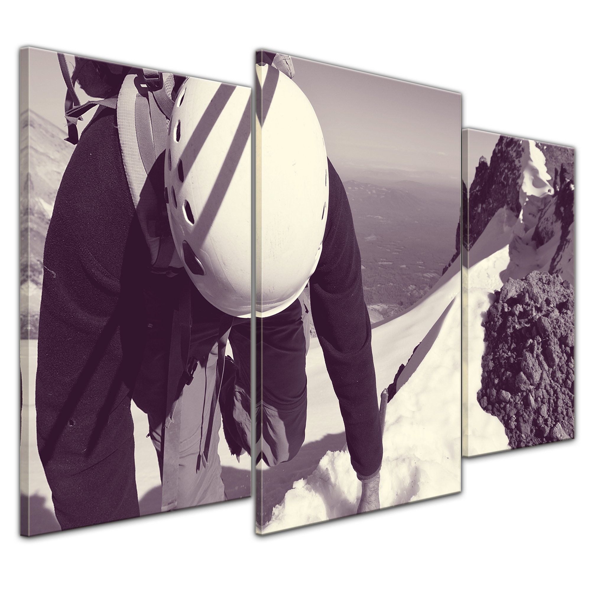 Bilderdepot24 Wandbild der Aufstieg - 100x60 cm quer mehrteilig Bilder als Leinwanddruck Fotoleinwand Landschaften Klettersport - Bergsteiger im Gebirge
