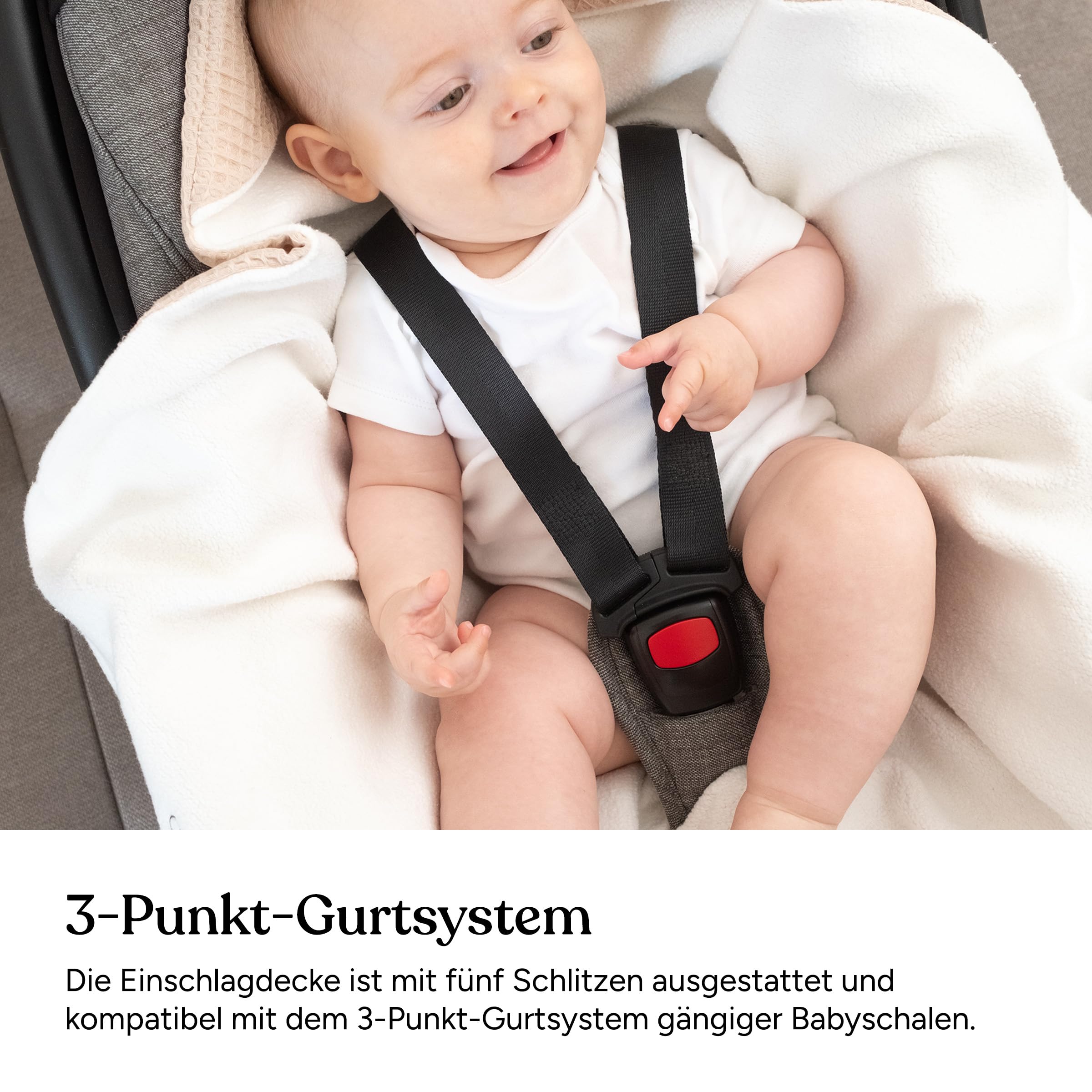 Ehrenkind® Einschlagdecke Babyschale | Für das ganze Jahr | Oeko-TEX Zertifiziert | Rosé-Creme | Made in Europe Babydecke für Kindersitz oder Kinderwagen | kuschelige Decke für Babys