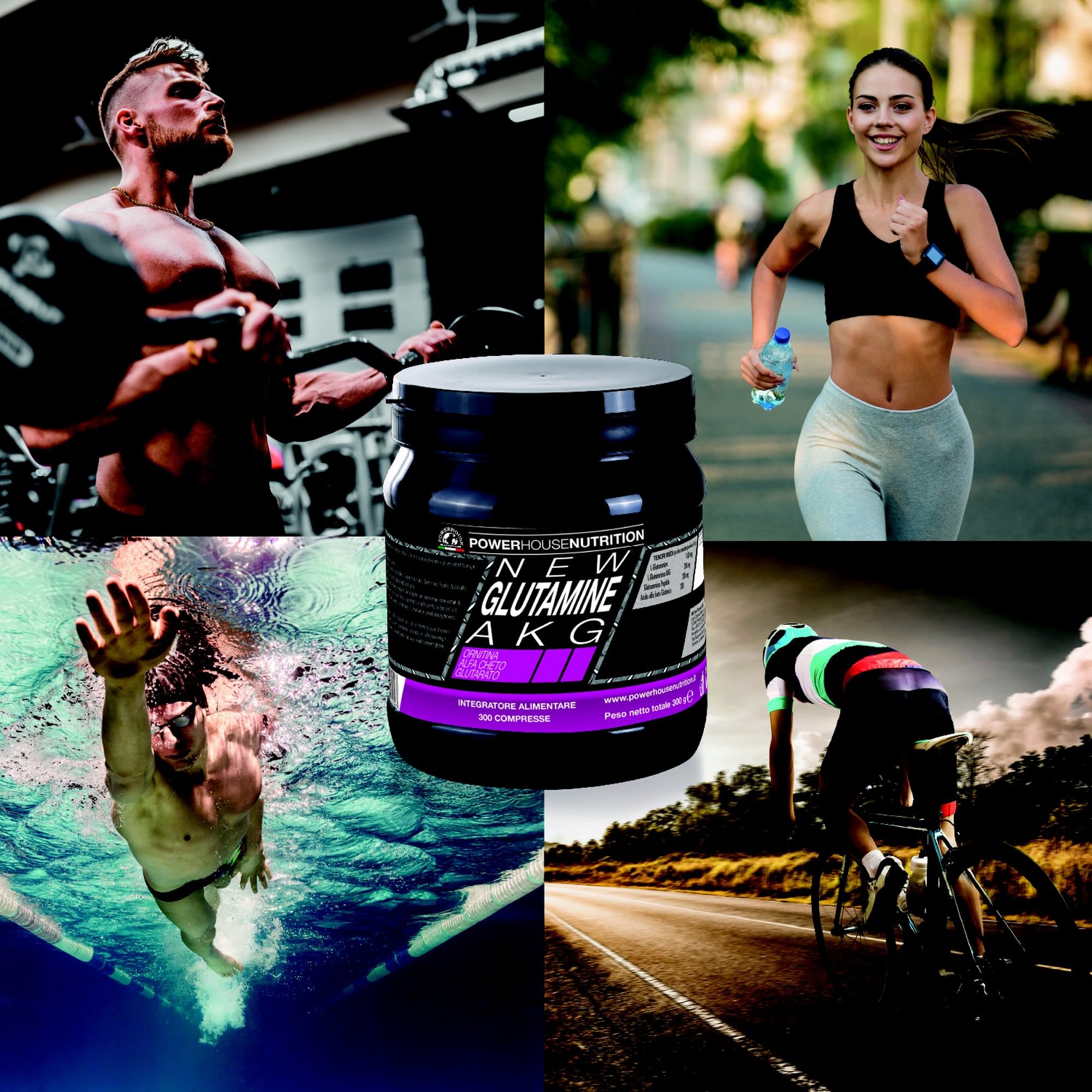 New Glutamine AKG Powerhouse Nutrition | Integratore Alimentare a Base di L Glutammina per Crescita Massa Muscolare | Glutammina Compresse | Innalza Soglia Fatica e Concentrazione (300 Compresse)