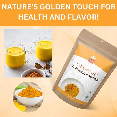 Miniatura 5 de SPICY ORGANIC Polvo de raíz de cúrcuma  Orgánico certificado por USDA  Polvo de curcumina de cúrcuma sin OMG 4 onzas