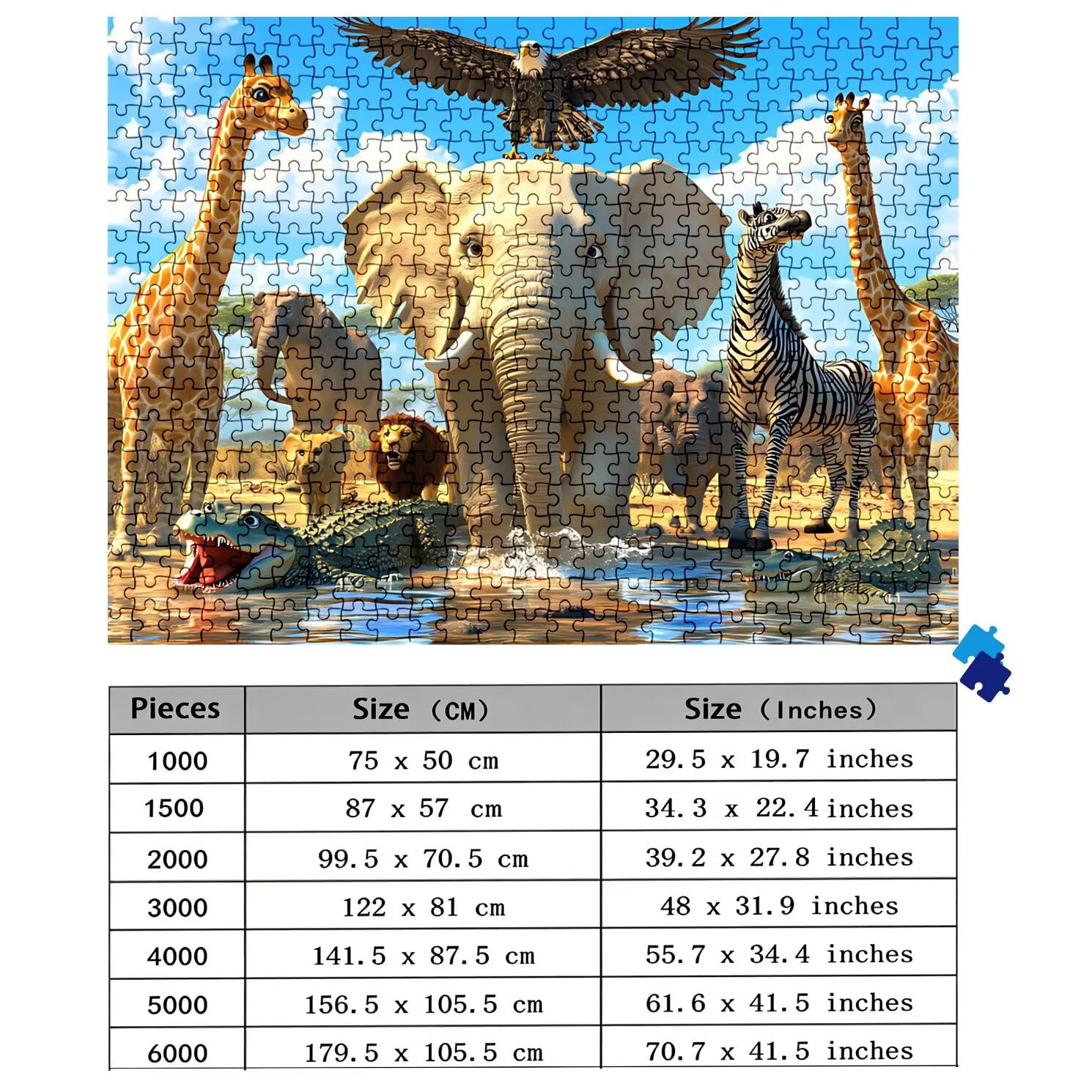 Puzzle 1500 Teile, Holzpuzzle Erwachsene - Impossible Puzzle 87 x 57 cm niffliges Denkspiel & Denksport für Frauen & Männer, Familienspiel für Spieleabende, Geschenk für Frauen Tier Afrika w0-147