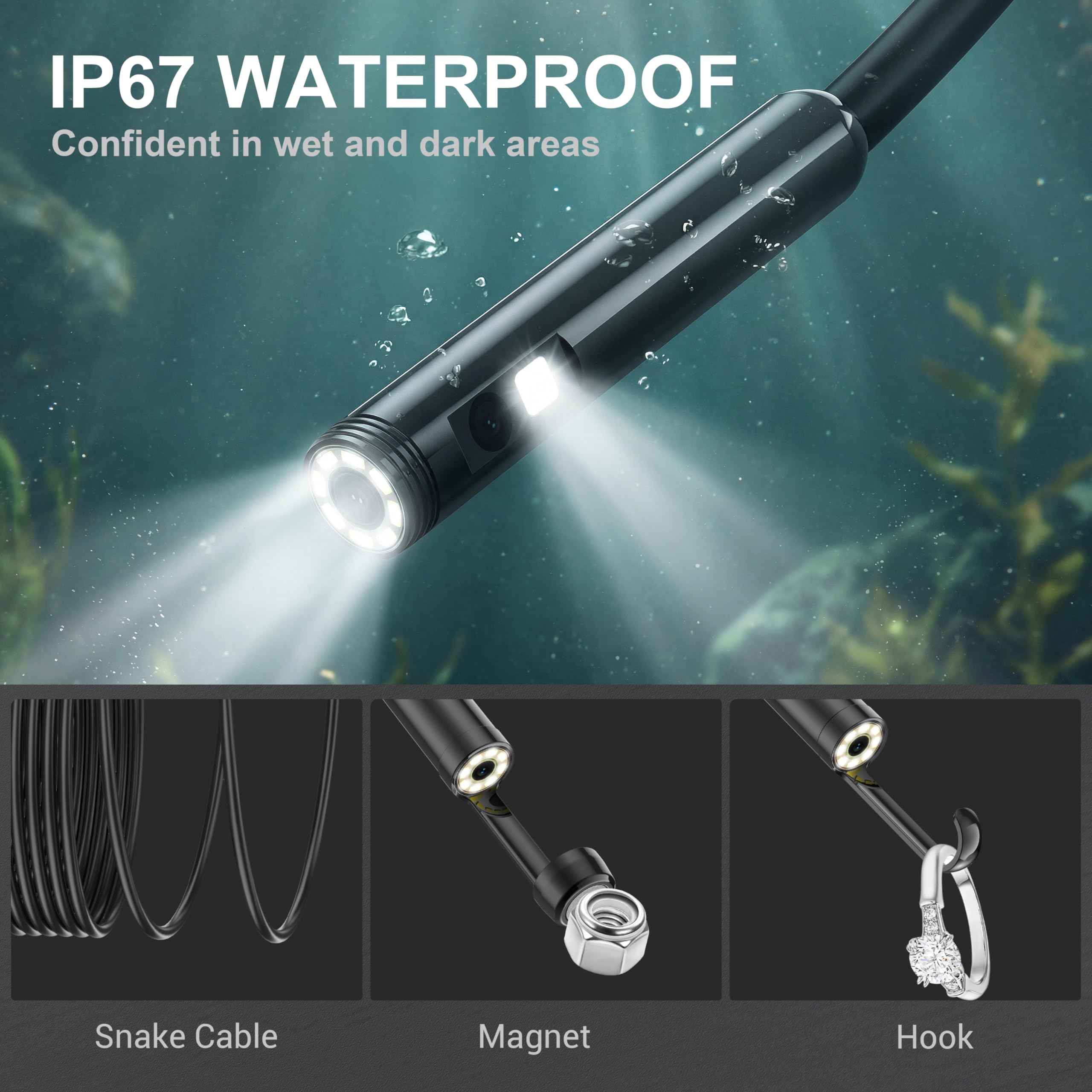 Dual-Lens Endoscope Camera with Light, 1920P HD Borescope Inspection Camera — Amazon image 5