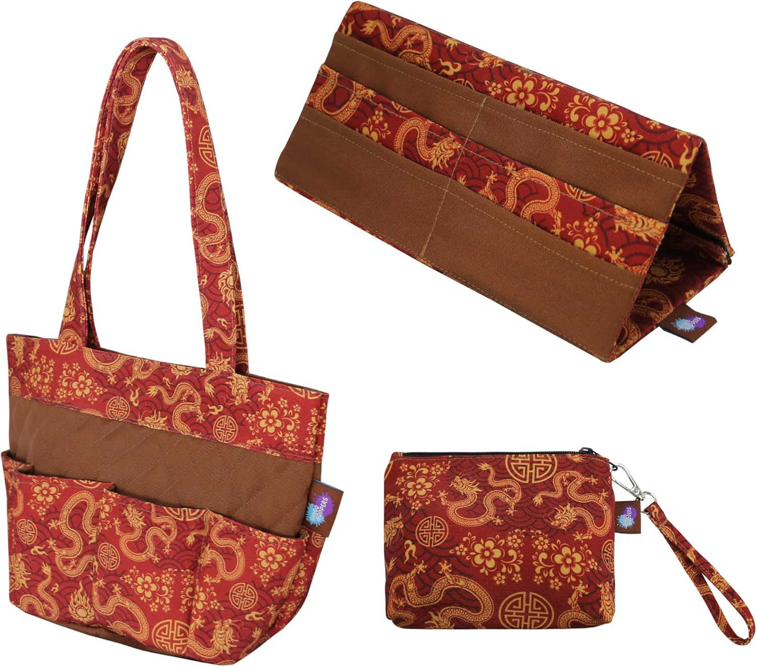 3 Set for Bingo Lovers! Dauber Bag with 8 Pockets, Pull Tab Holder, and Wristlet Pouch for Playing and Carrying Bingo Supplies (3 Pack Set (Bingo Bag, Pull Tab Holder, Wristlet), Sunflowers)