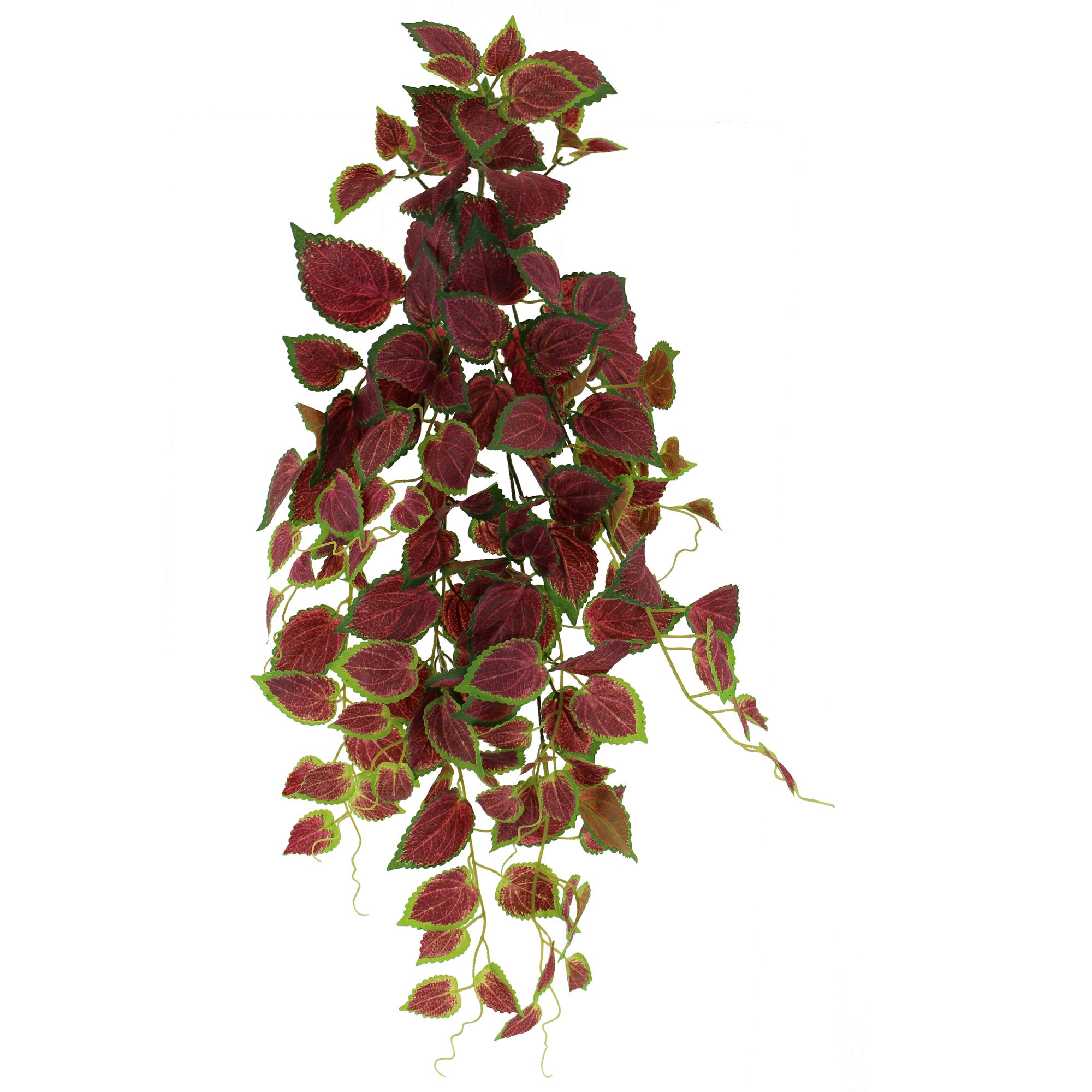 Unique Forest Arts Artificial Wall Hanging Ivy Plants,Faux Plastic Leaves Bushes Artificial Hanging Plants Green Plastic Scindapsus Leaves Fake Ivy Vine Bushes (Set of 3) (Purple Perilla Bush)