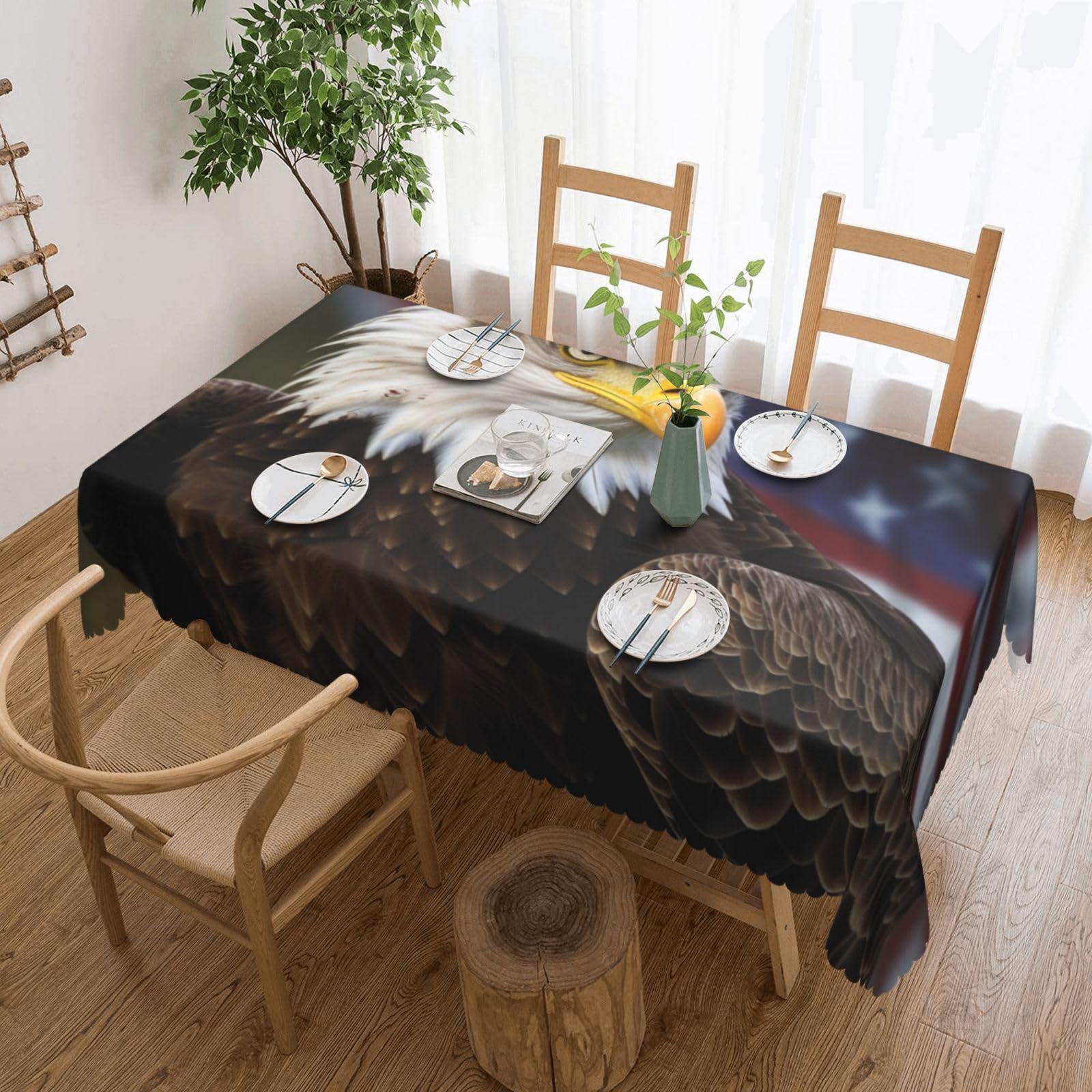 Table tachée ? Nappe rectangulaire imperméable aigle américain 137x182 cm infroissable