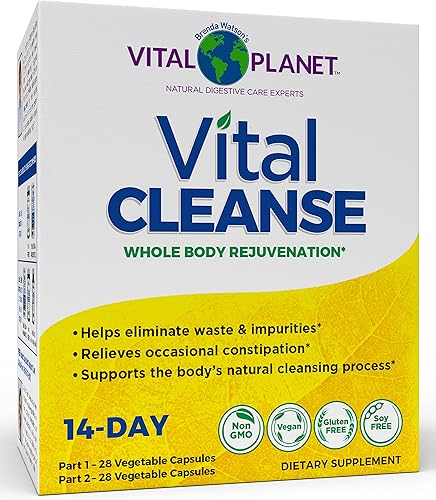 Vital Planet - Vital Cleanse con cardo mariano, magnesio, aloe del cabo y hierbas, suplemento natural para estreñimiento ocasional y eliminación