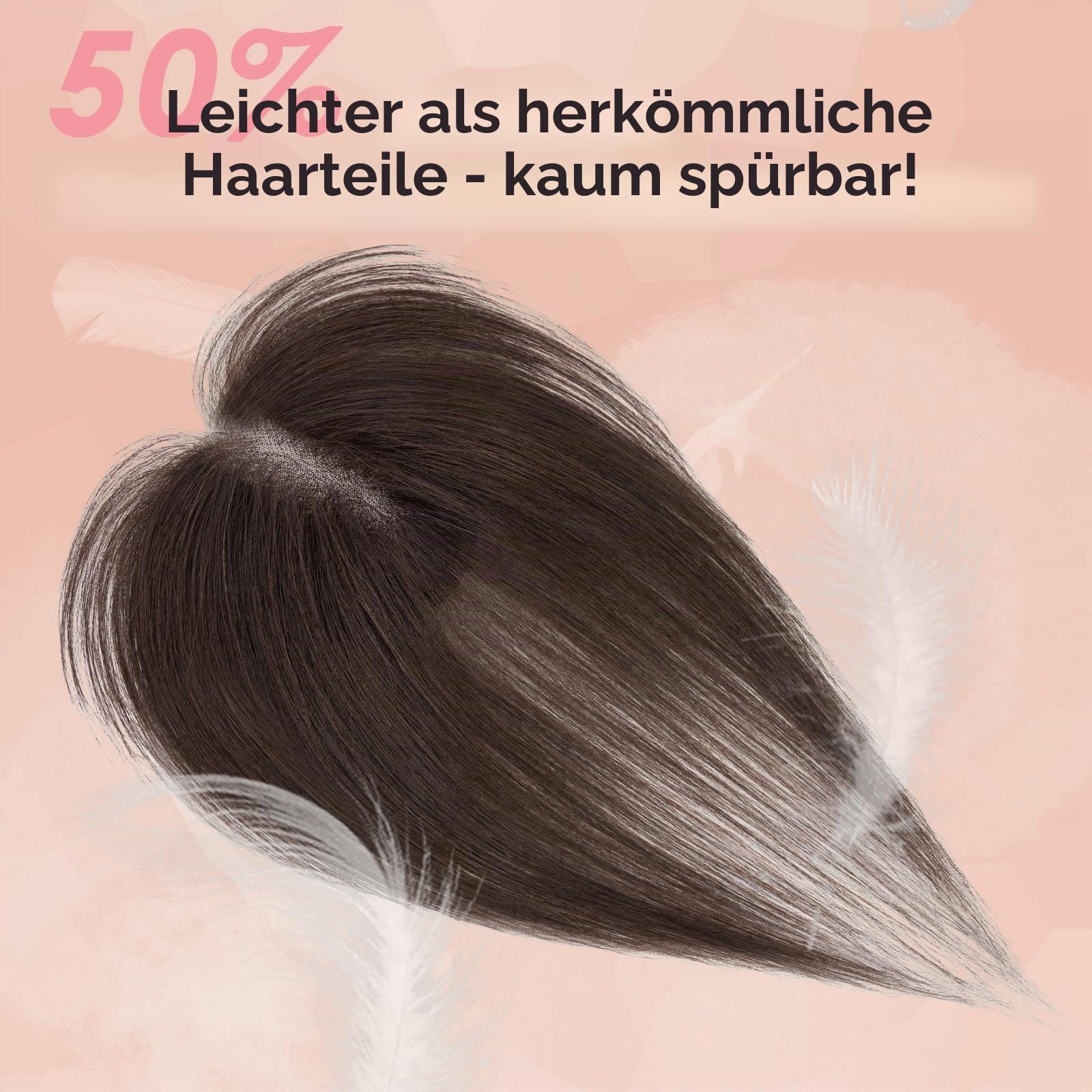 S-noilite Topper Haare für Frauen Echthaar Dunkelbraun - 100% handgeknüpfte Toupets mit Seitenpony Haar Toppers Echthaar Clip in Haarteile für Dünnes Haar 14 Gramm 27cm
