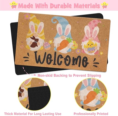 Miniatura 3 de Felpudo de bienvenida con gnomo de Pascua, conejo, primavera sueca, para interiores y exteriores, para puerta de porche, alfombra de abril y Tomte,