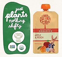 Vista 4 de Pumpkin Tree Peter Rabbit Organics Manzana y Melocotón, Snack de fruta en bolsa con exprimidor, 4 onzas (Paquete de 10)