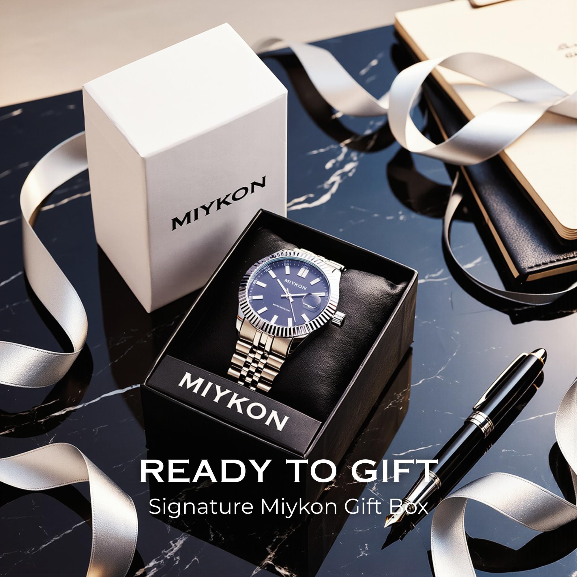 Miykon Reloj de vestir minimalista para hombre, fecha rápida, Jubilee de