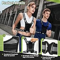 Vista 2 de Running Lights for Runners, Reflective Vest with 3-Mode Motion Sensor Lights 45° Adjustable Tilt, 360° Reflective Running Vest with Storage Pocket