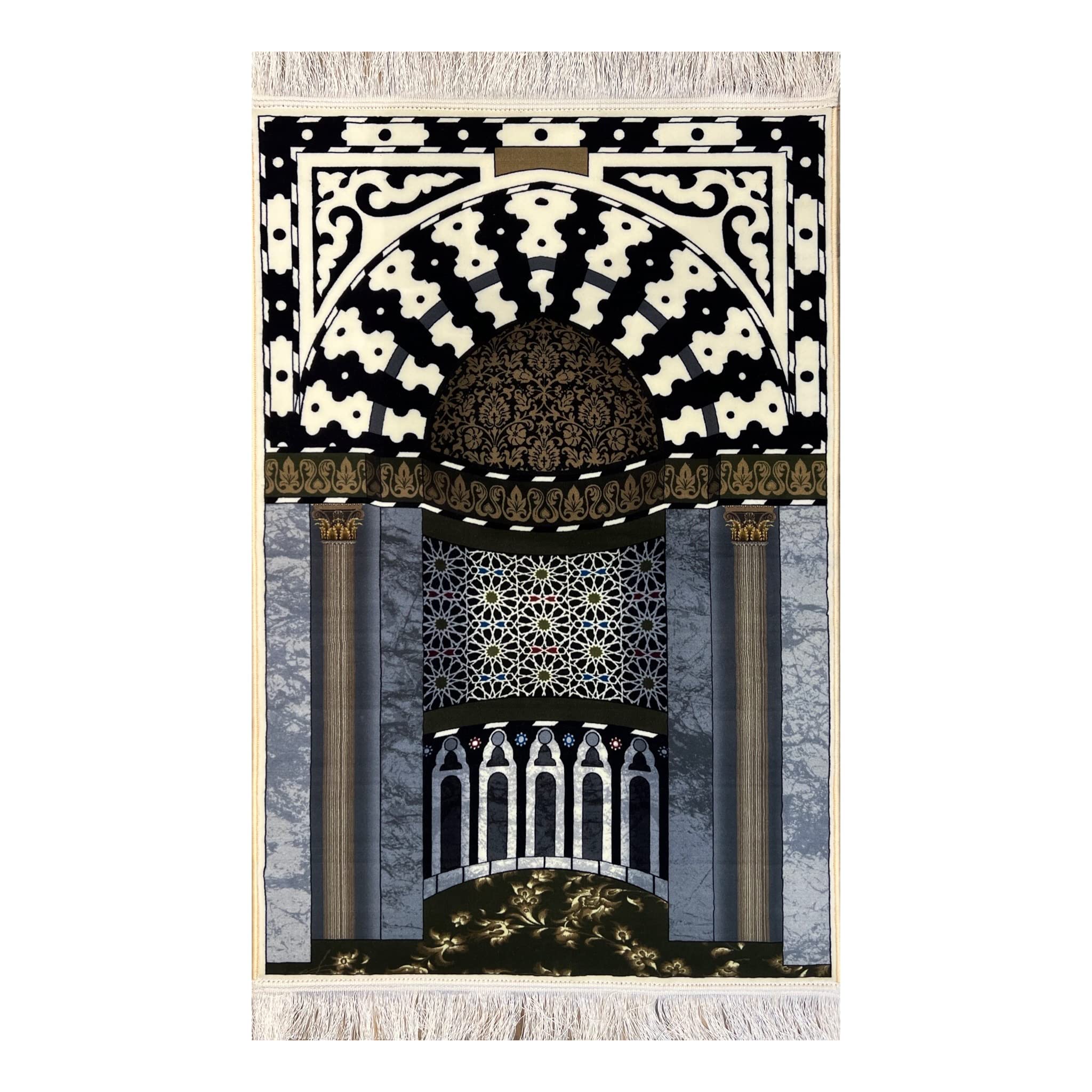 Prayer Rug Islamic Design | Size 70cm x 125cm | For Men Women Kids, Thick & Soft Texture | Foldable & Washable Multicolour