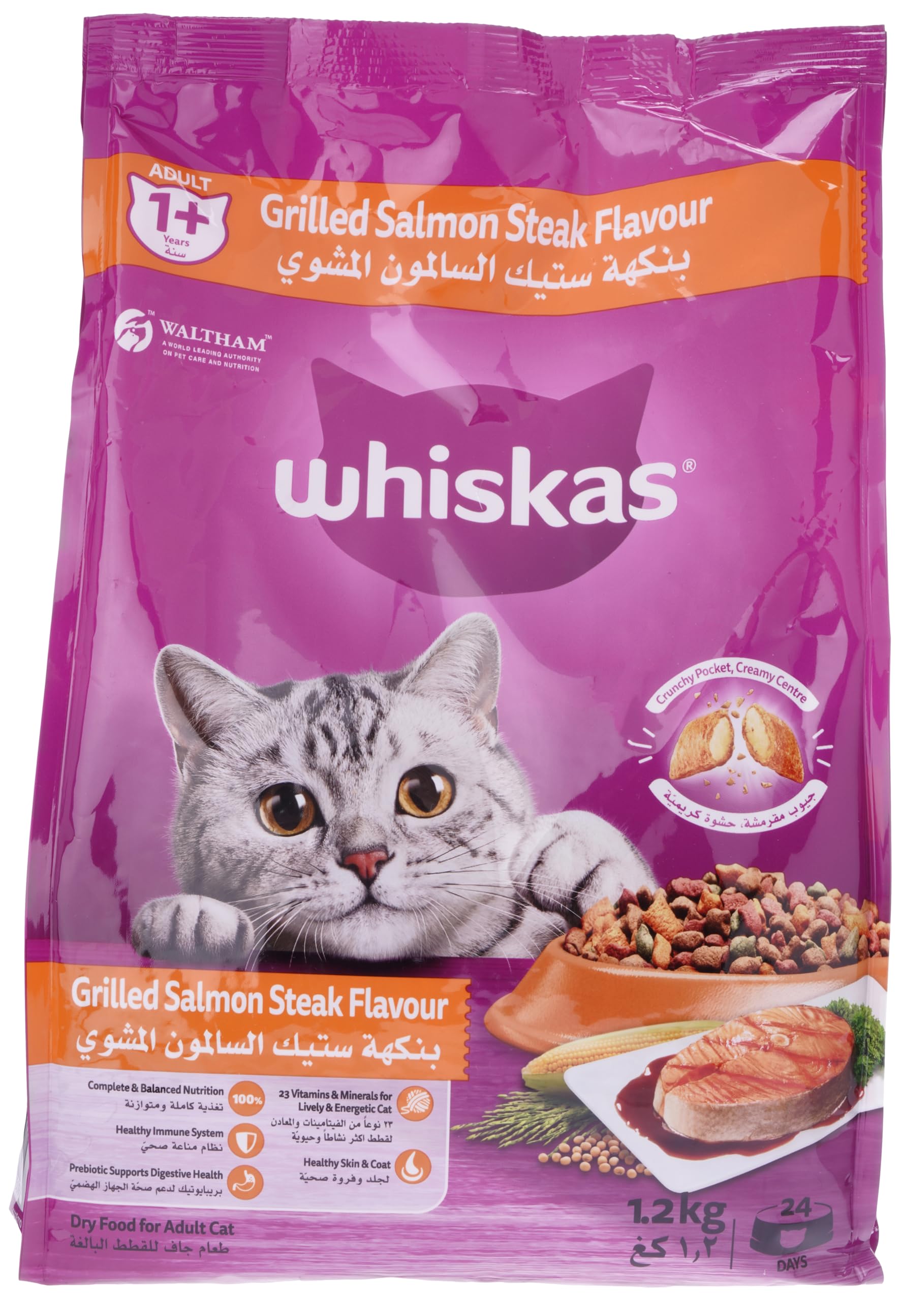 Grilled Salmon Dry Cat Food, Bag of 1.2Kg, Adult Cats 1+ Years, Complete Nutrition and Great Taste Cat Dry Food