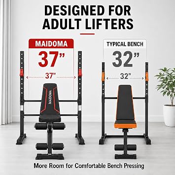 MAIDOMA Foldable 1500LBS Capacity 8 IN 1 Weight Bench Set with Leg Extension/Squat Rack/Preacher Curl, Adjustable Bench Press for Home Gym Full Body Workout (US Stock)