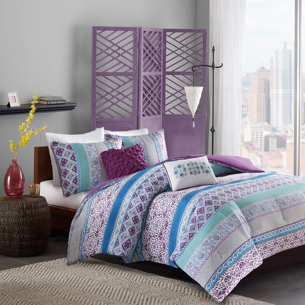 Exсluѕіvе Dіѕсоunt 80% оƒƒеr Teen Bedding For Girls Comforter Set Full Queen Twin Purple Blue Turquoise Dorm Room Bedspread Bundle Includes Bonus Sleep Mask From Designer Home (Full/Queen)