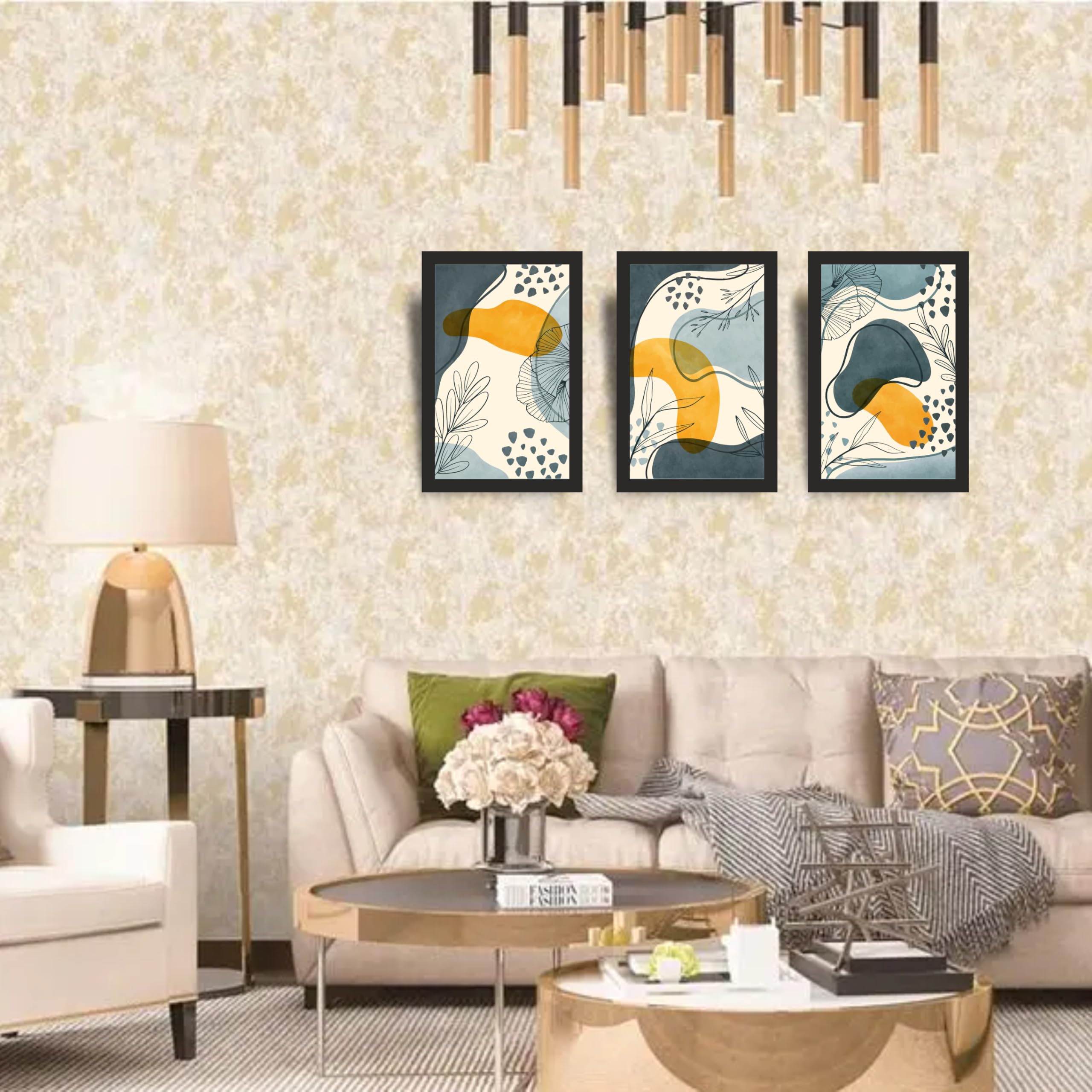 Modern Fluid Botanical Abstract Wall Art Set of 3