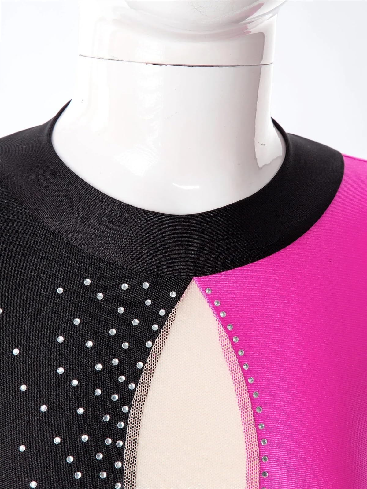 Turnanzug Mädchen Mädchen Ballettanzug Gymnastikanzug Eiskunstlauf Kostüm Langarm Rückenfrei Glänzend Strass Bodysuit mit Shorts