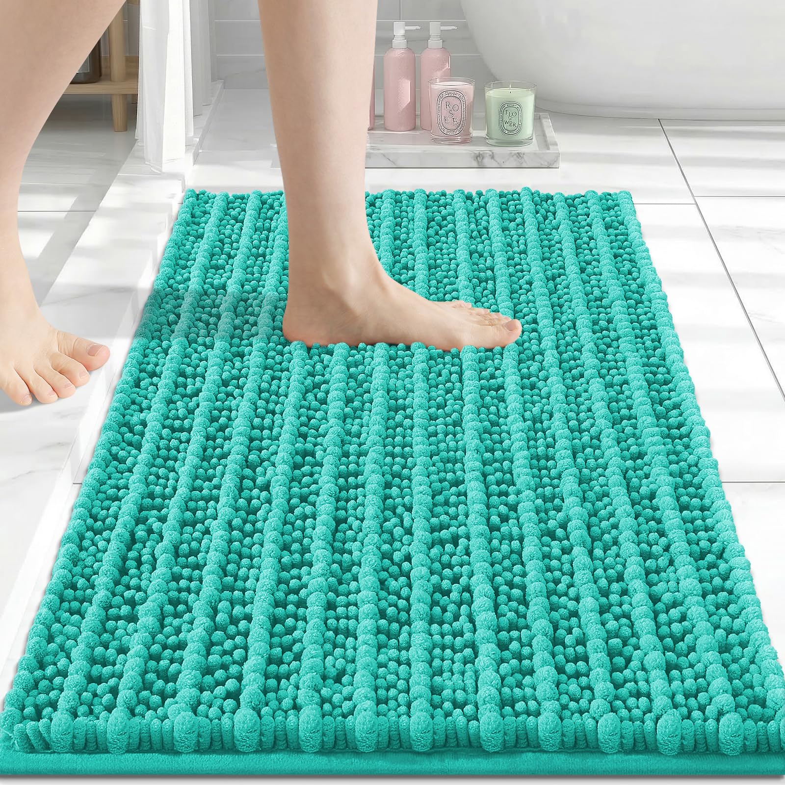 Arotive Bathroom Rugs Mat 24x16, Soft Absorbent Chenille Shaggy Bath Mat