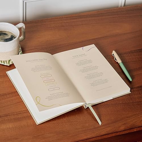 Miniatura 6 de Diario de bienestar - Beige, 6.024 in x 8.465 in, tapa dura  Para intenciones, objetivos y listas de deseos para sentirse bien, papel con acabado de