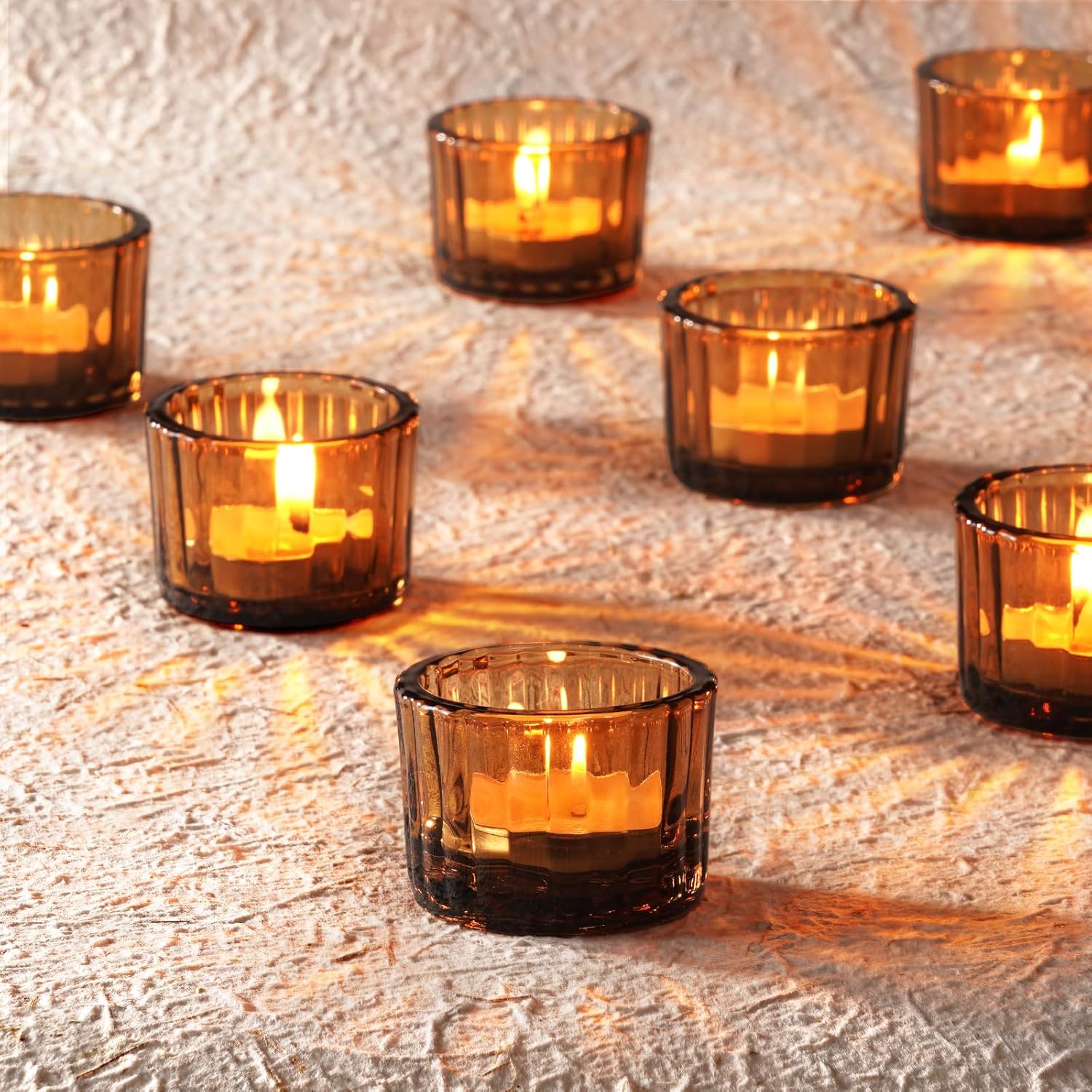 Homemory 24 Pcs Glass Votive Candle Holders, Clear Tealight Candle Holder, Vintage Candle Holders Bulk for Table Centerpieces, Christmas, Baby Shower, Birthday, Wedding