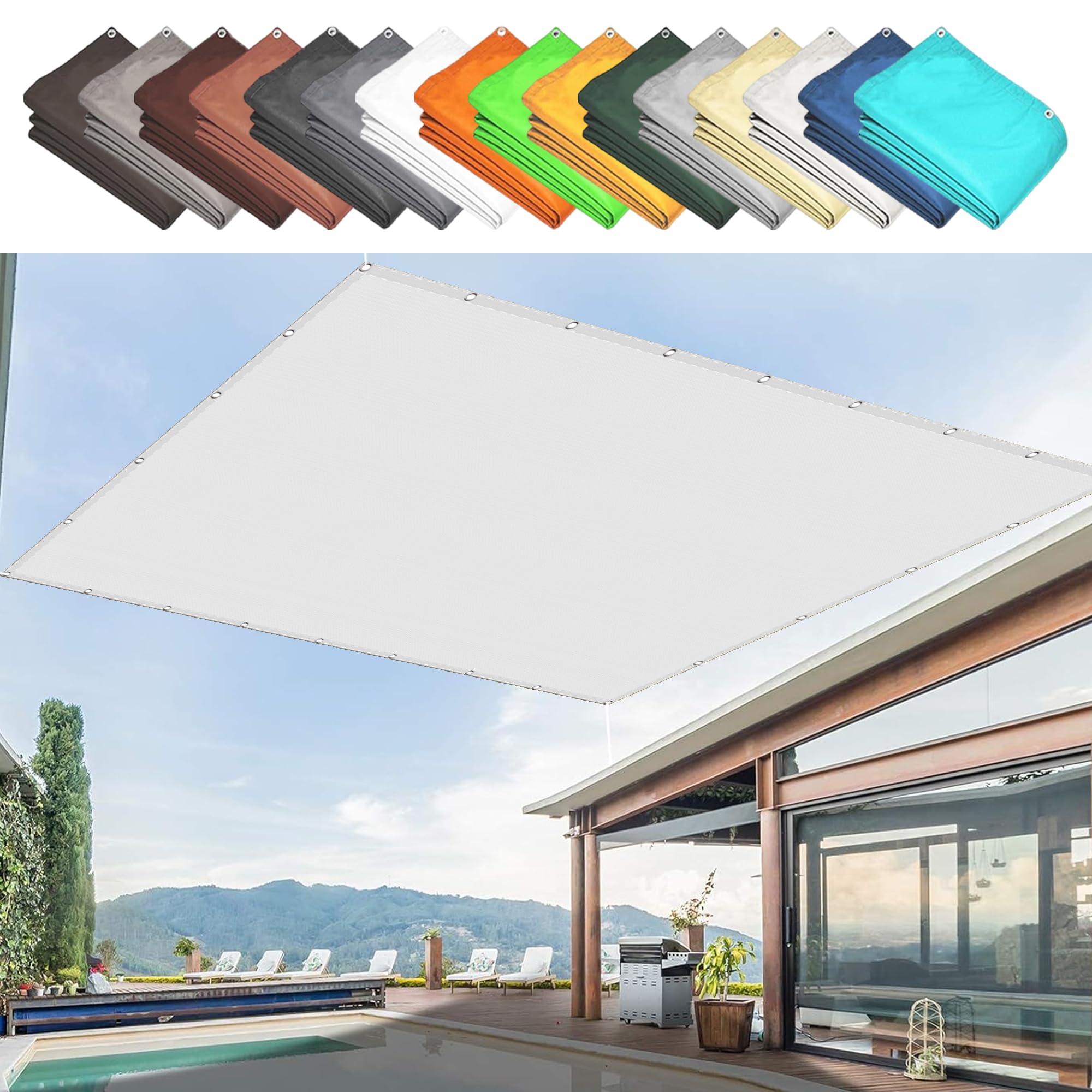 Voile d'ombrage résistant aux UV toile blanche facile à plier avec corde