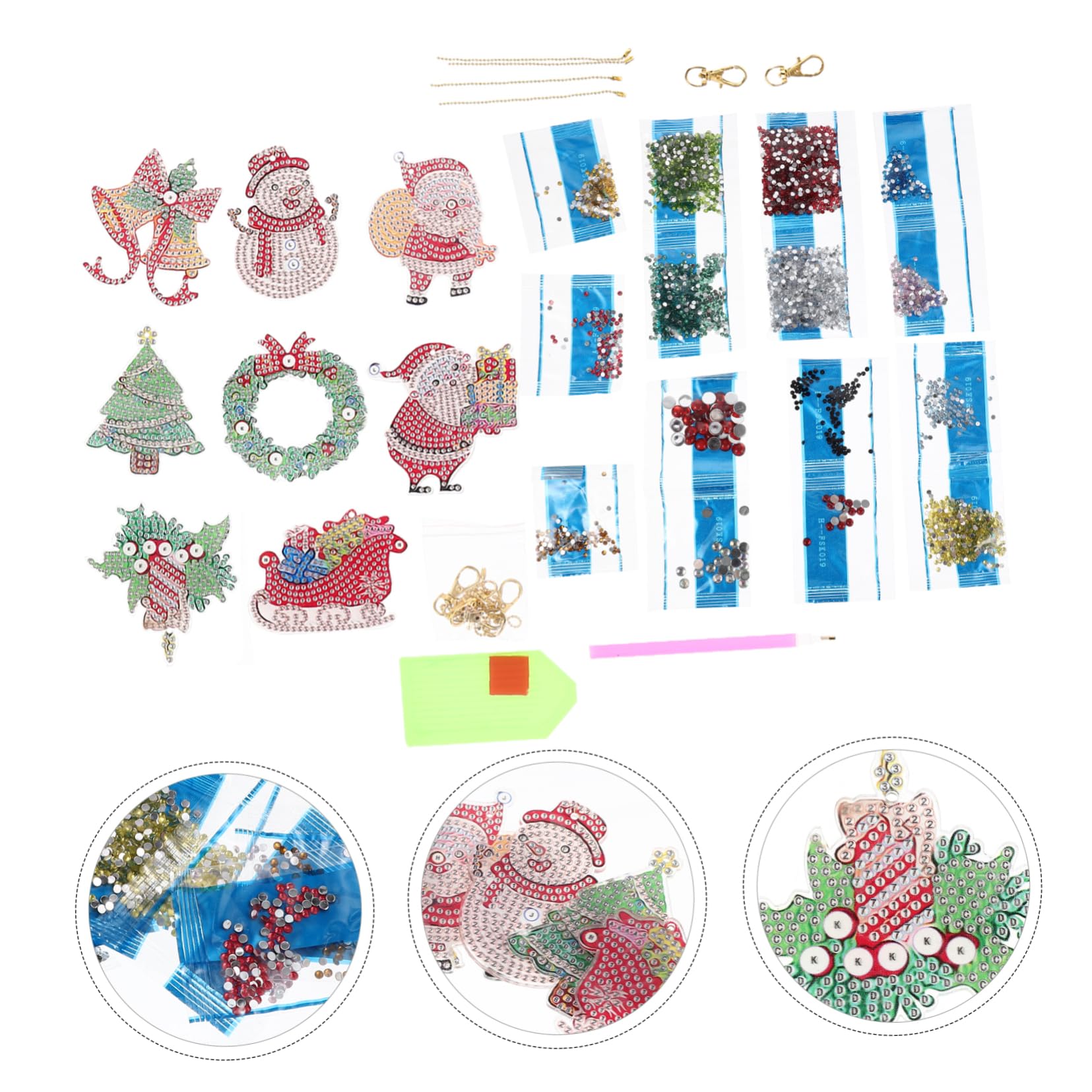 STOBOK 5sets Portachiavi Natalizi Pendente Natale Accessori Decorativi Fai Da Te Per Per Regali e Decorazioni Natale