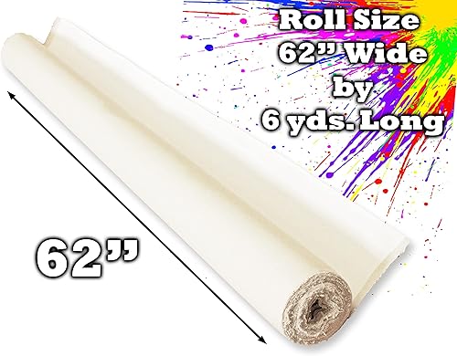 Miniatura 2 de The Yard - Rollos de lona para pintar, tela de lona de pato de algodón. 63 x 6 yardas (18 pies) de 7 onzas, lienzo crudo sin imprimar en blanco, sin