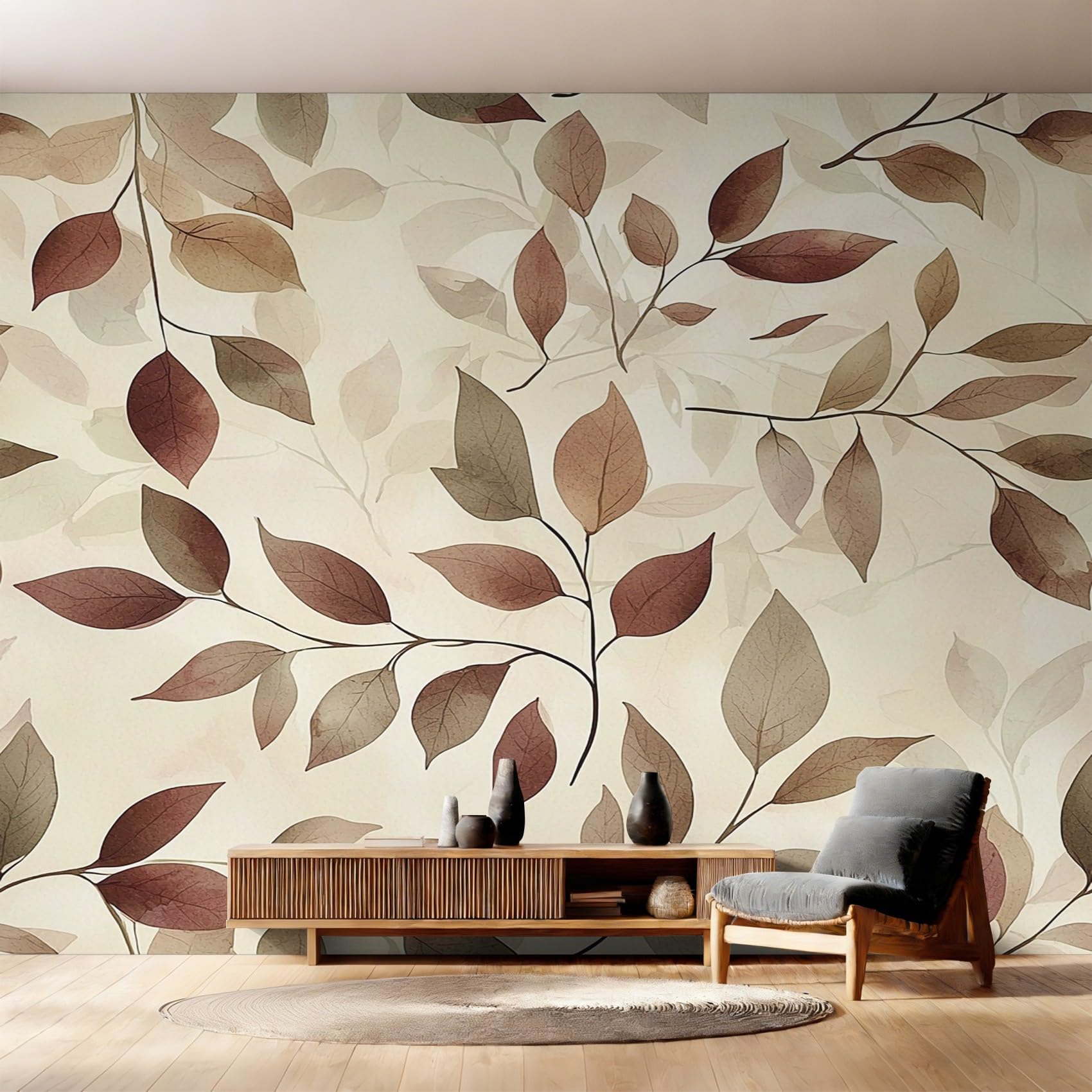 Papier Peint Feuille d'automne Panoramique 400x280cm Intissé Aquarelle saf-11