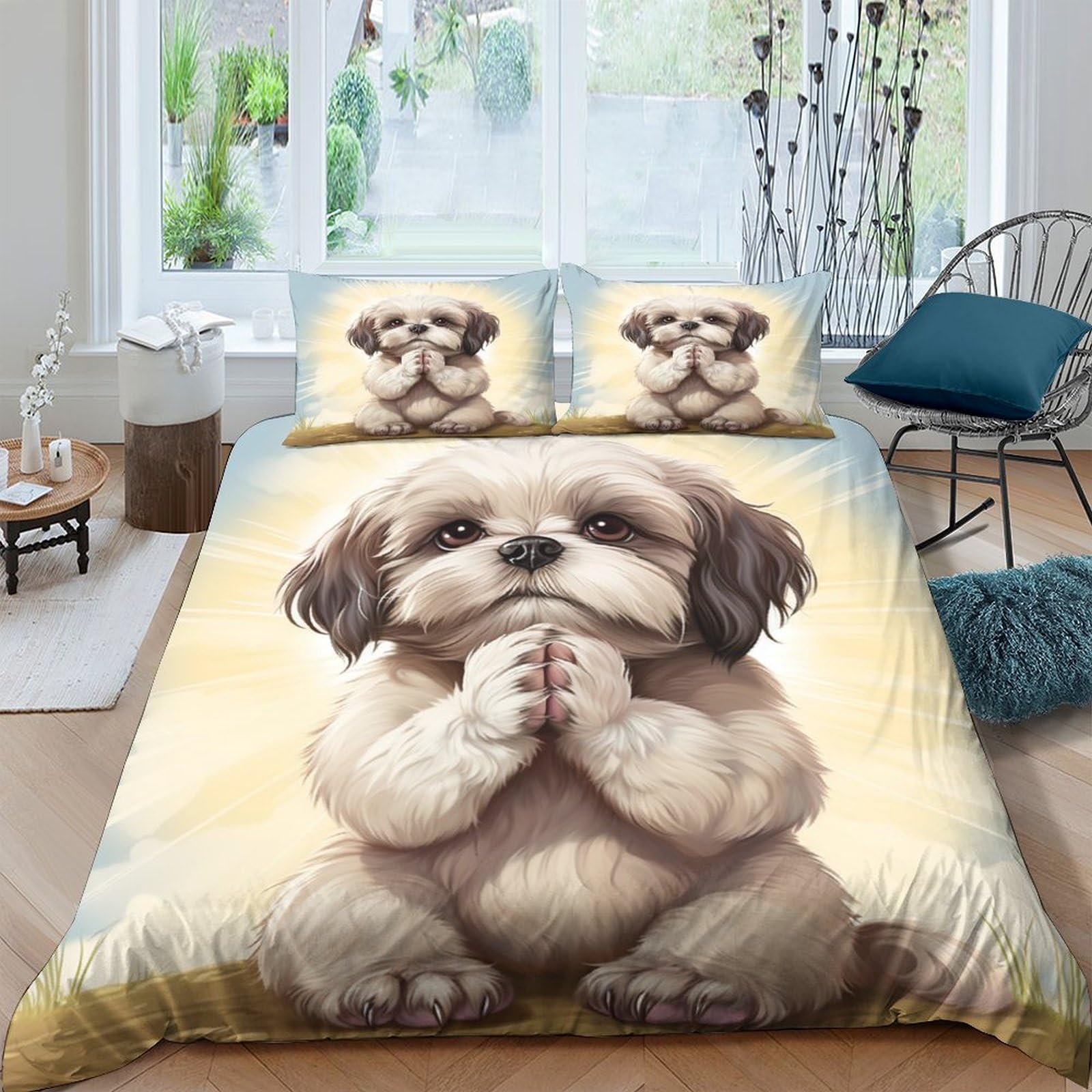 Parure de couette Shih Tzu hypoallergénique et facile d'entretien