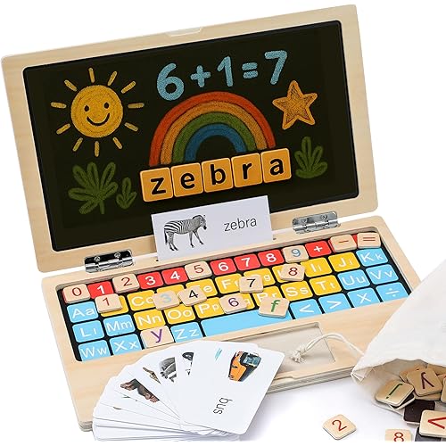 BEKILOLE Montessori Toys 11.8" Laptop Preschool Learning Activities 3 Year Old Boy Gift, Pretend Play Toddlers Birthday Gift,Learning and Educational Toys for 3 4 5 6 7 8 Year Old Kids
