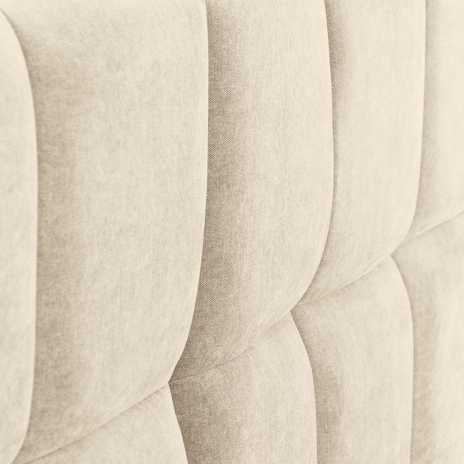 IDIMEX Lit Double Emilia, Rembourré 140 x 190 cm, Blanc Crème, avec Sommier à Lattes Inclus, Design Bubble, Tête de Lit Capitonnée, Confort Optimal, Style Contemporain pour Chambre Adulte